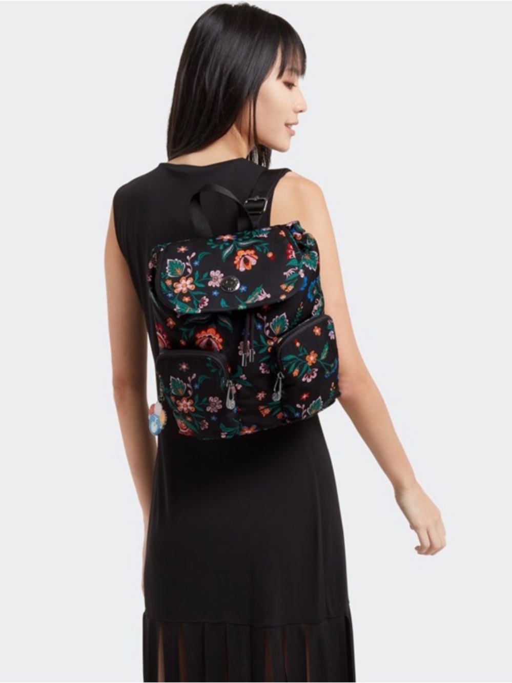 KIPLING Anto Backpack FRIDA KAHLO Black Floral Small - Picture 2 of 11